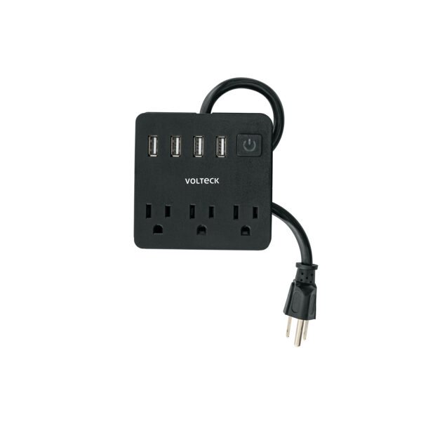 Multicontacto 16 AWG doméstico 3 entradas 4 ptos USB negro 49321