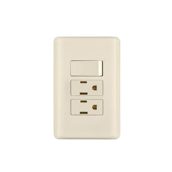 Placa armada interruptor y 2 contactos marfil Basic 26633