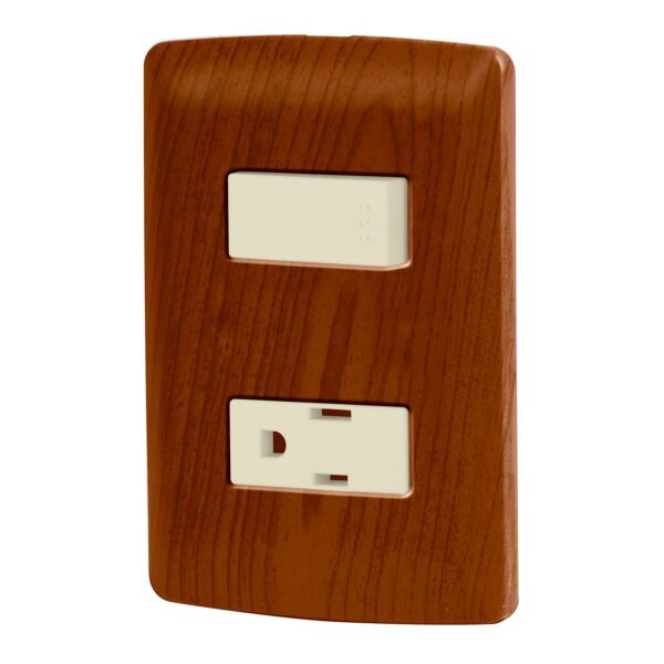 Placa armada contacto e interruptor madera línea Italiana 49935
