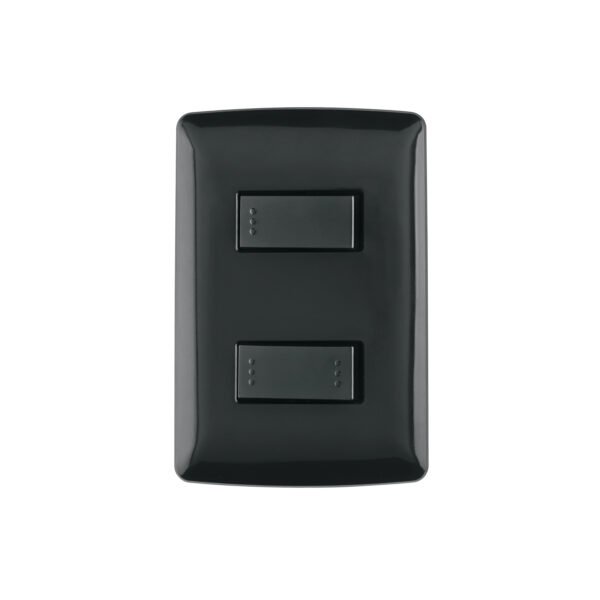 Placa armada 1 interruptor 1 escalera negro línea Italiana 47598
