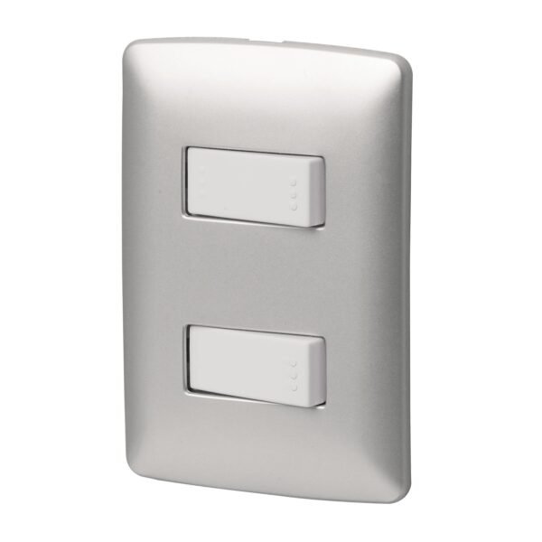 Placa armada 1 interruptor 1 escalera plata línea Italiana 46481