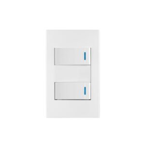 Placa armada 2 interruptores 1de 3vías1 modEspañolablanco 45602
