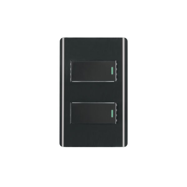Placa armada negra 1 interruptor y 1 de 3 vías 1 módLisboa 47888