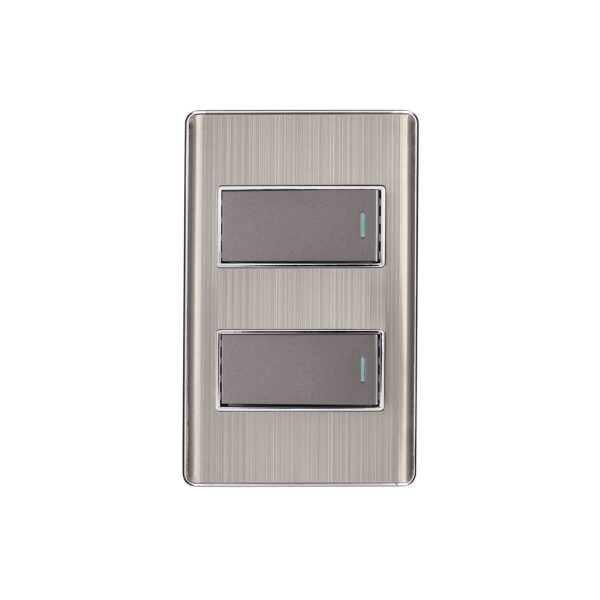 Placa armada acero inox con 2 interruptores 1 módulo Lisboa 47834