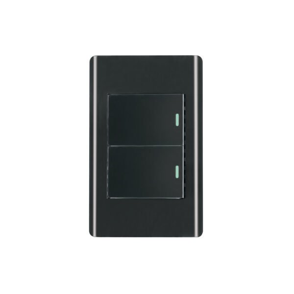 Placa armada negra 1 interruptor y 1 de 3vías 1.5módLisboa 47894