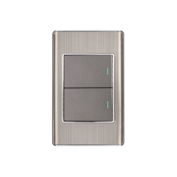 Placa armada acero inox 2 interruptores 1.5 módulos Lisboa 47840