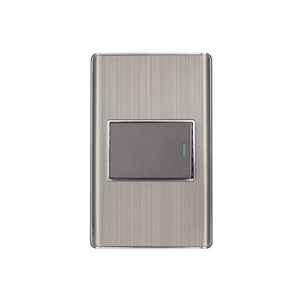 Placa armada acero inox 1 interruptor 1.5 módulos Lisboa 47838