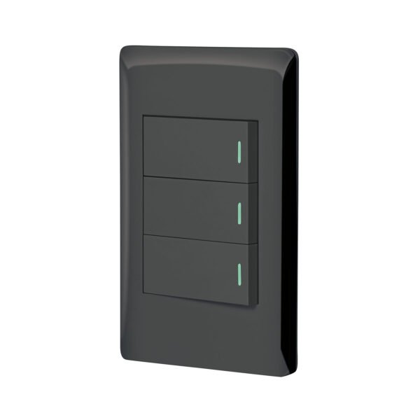 Placa armada negra 2 interruptores 1 de 3 vías 1 módLisboa 47890