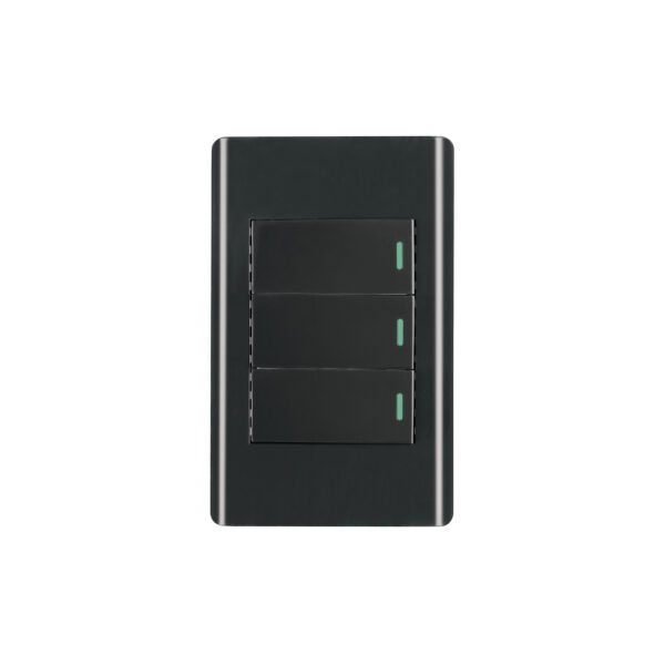 Placa armada negra 3 interruptores 1 módulo Lisboa Volteck 47889