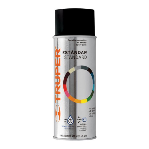 Pintura en aerosol negro brillante bote tradicional 400ml 102807