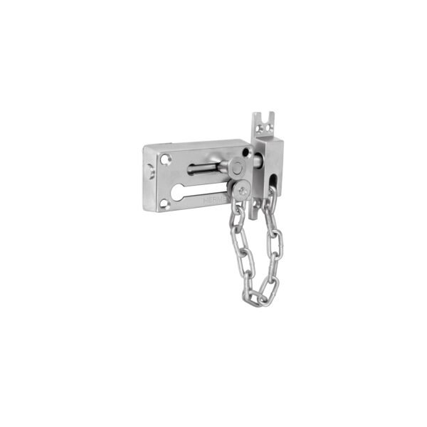 Pasador con cadena para puerta acabado cromo mate HERMEX 43709