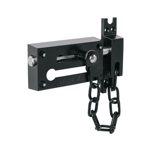 Pasador con cadena para puerta acabado negro HERMEX 45677