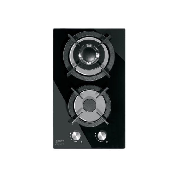 Parrilla gas empotrable 30cm 2 quem vidrio negro Riviera 46249