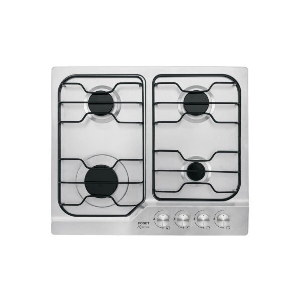 Parrilla gas empotrable 60cm 4 quem inox esmalte Foset 45508