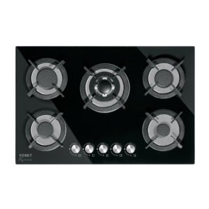 Parrilla gas empotrable 75cm 5 quem vidrio negro Riviera 48409