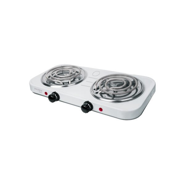 Parrilla eléctrica 2 quemadores en espiral blanca BASIC 23032