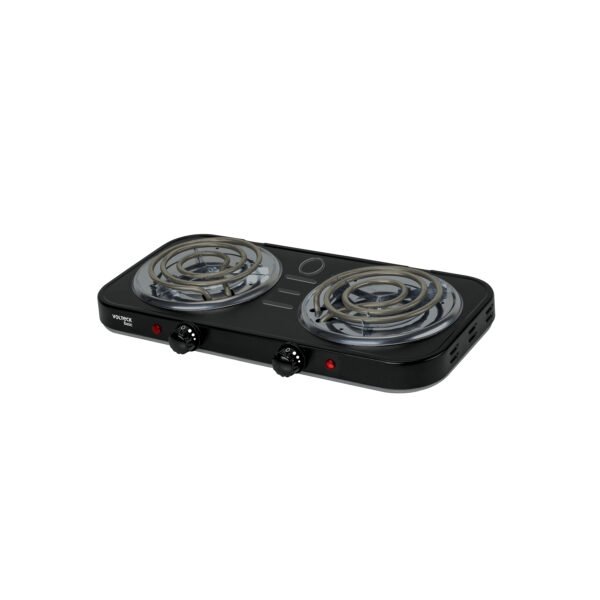 Parrilla eléctrica 2 quemadores en espiral negra BASIC 26092