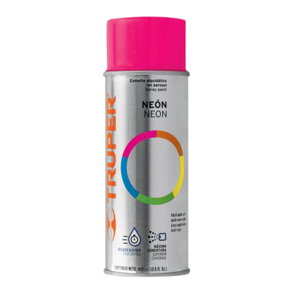 Pintura en aerosol rosa neón bote tradicional 400 ml 102851