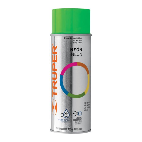 Pintura en aerosol verde neón bote tradicional 400 ml 102850