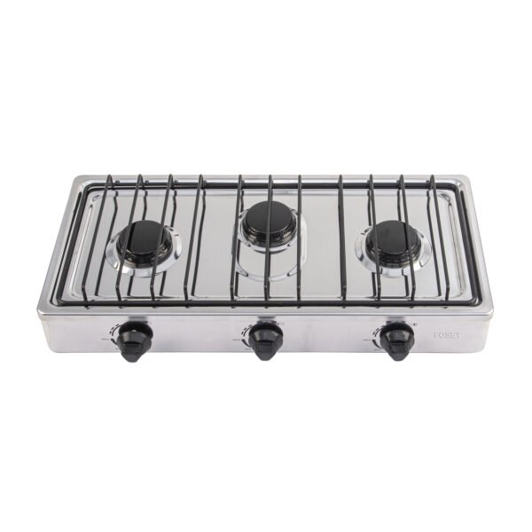 Parrilla de gas de sobreponer 3 quemadores inox Foset 47920