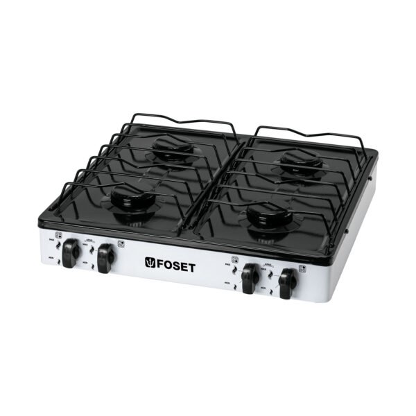 Parrilla de gas de sobreponer 4 quemadores blanca Foset 48150