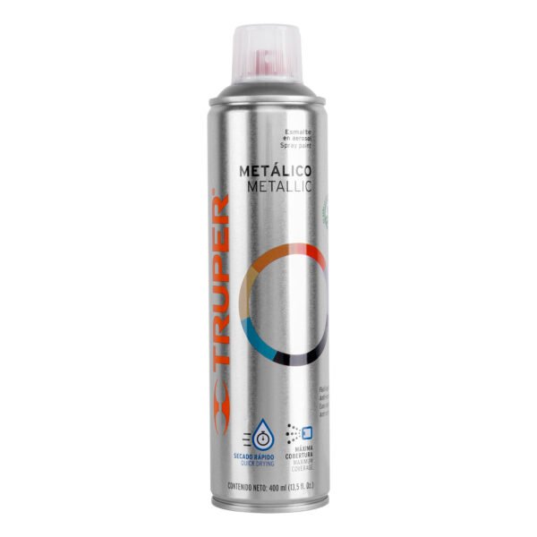 Pintura en aerosol plata metálico bote esbelto 400 ml 19059