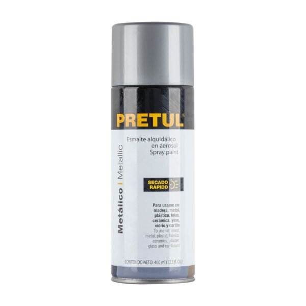 Pintura en aerosol metálica plata 400ml Pretul 27174