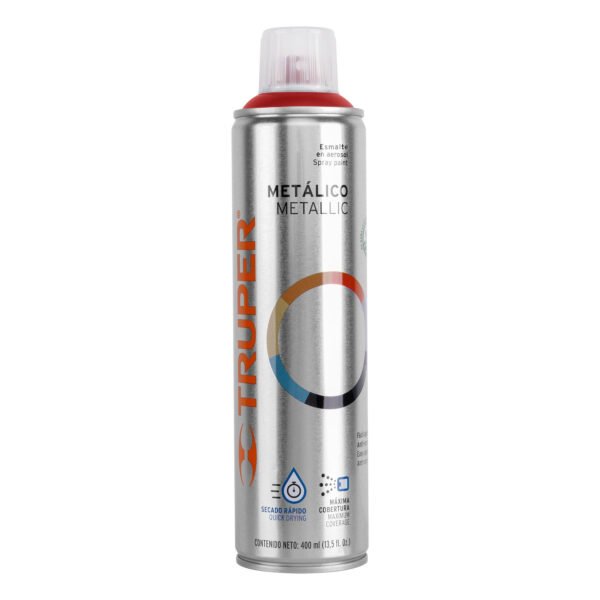 Pintura en aerosol rojo metálico bote esbelto 400 ml 12779