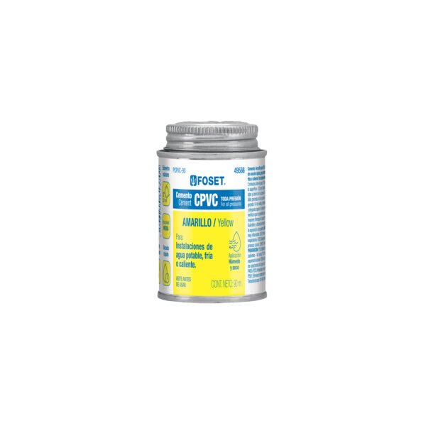 Cemento p/CPVC amarillo toda presión lata 90ml FOSET 49566