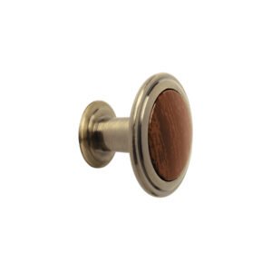 PER-063.jpg Perilla metálica acabado latón antiguo inserto tipo madera 43813