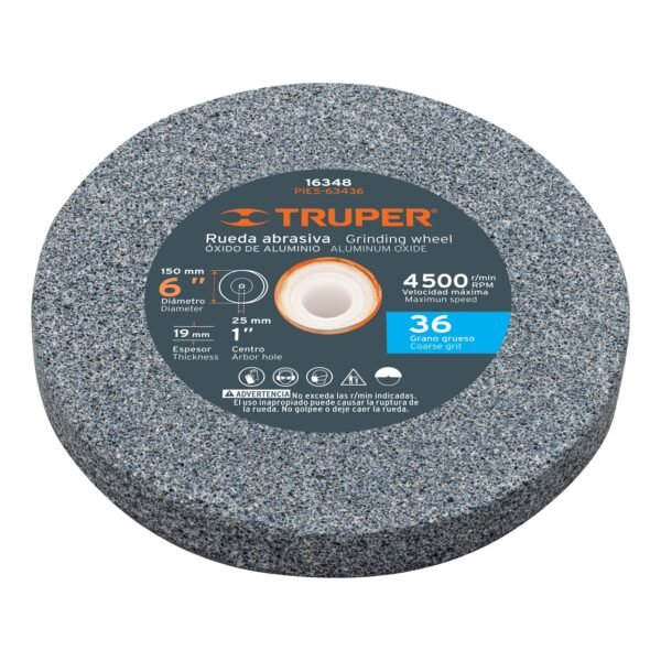 Rueda abrasiva p/esmeril 6x19mm óxido aluminio grano 36 16348
