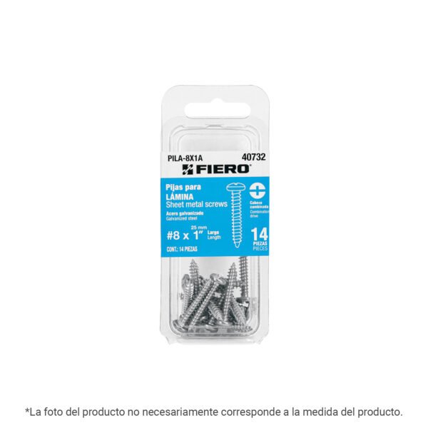Blíster con 6 pijas para lámina #12 x 1-1/2 Fiero 40786