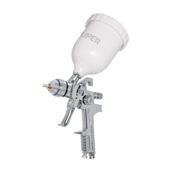 Pistola p/pintar gravedad HVLP vaso plástico 1.7 mm Truper 12129