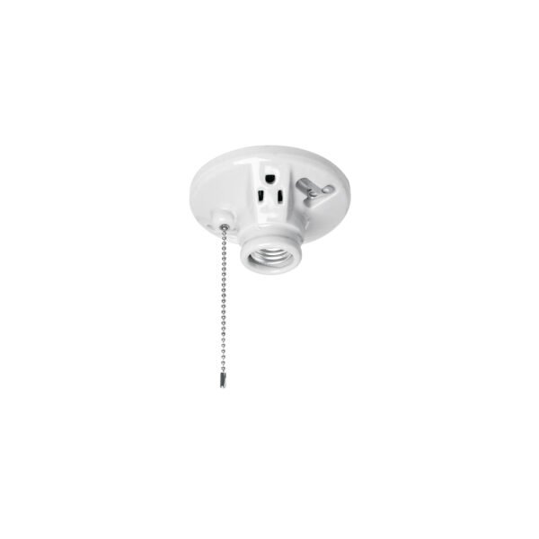 Portalámpara de porcelana con ladrón y cadena Volteck 46526