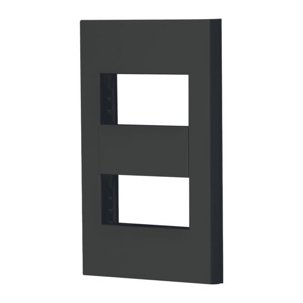Placa 2 ventanas 1 módulo línea Española color negro 47998