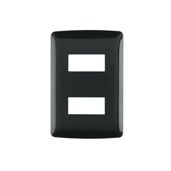 Placa 2 modulos Italiana color negro Volteck 40137