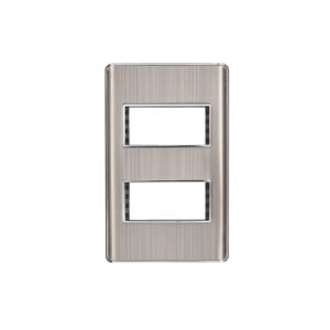 Placa de acero inox con 2 ventanas 1 módulo línea Lisboa 47817
