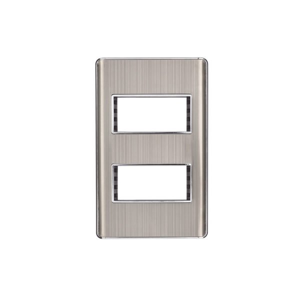 Placa de acero inox con 2 ventanas 1 módulo línea Lisboa 47817