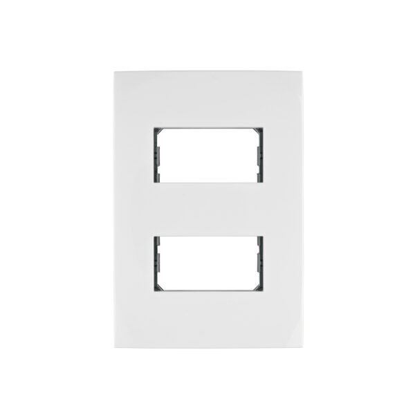 Placa 2 módulos de ABS línea Oslo color blanco Volteck 48304