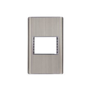 Placa de acero inox con 1 ventana 1.5 módulos línea Lisboa 47818