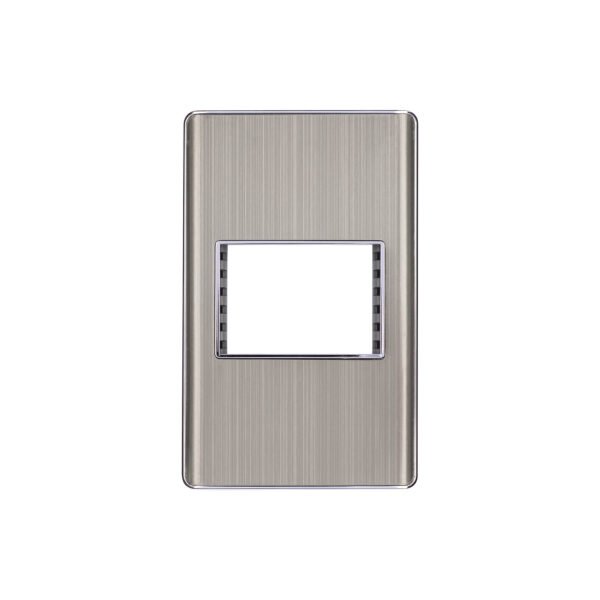 Placa de acero inox con 1 ventana 1.5 módulos línea Lisboa 47818