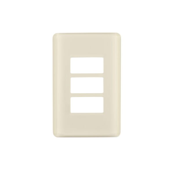 Placa 3 módulos marfil línea Volteck Basic 27233