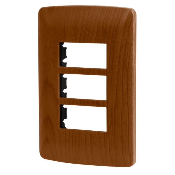 Placa 3 módulos de ABS línea Italiana acabado madera 46394