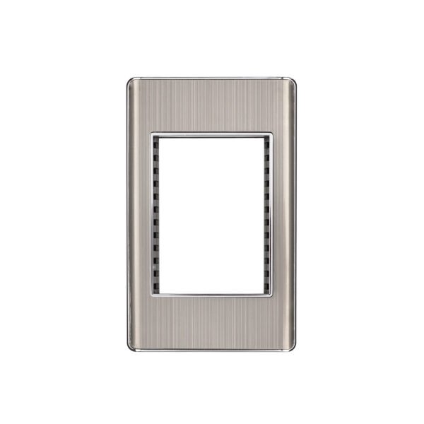Placa de acero inox con 1 ventana 3 módulos línea Lisboa 47819