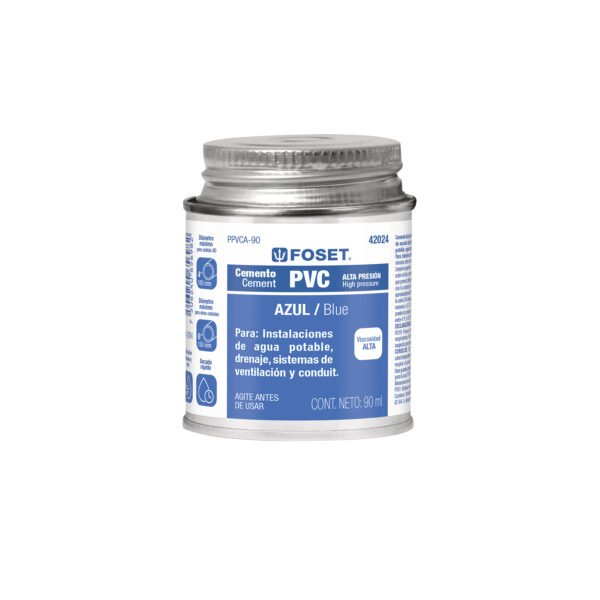 Cemento p/PVC azul alta presión lata 90ml FOSET 42024