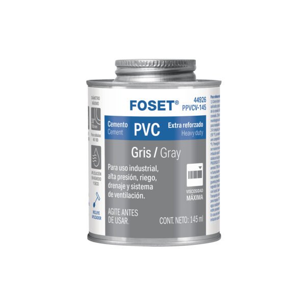 Cemento p/PVC gris máxima viscosidad lata 145ml FOSET 44926