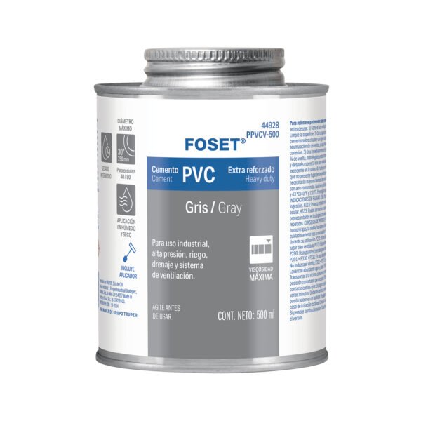 Cemento p/PVC gris máxima viscosidad lata 500ml FOSET 44928