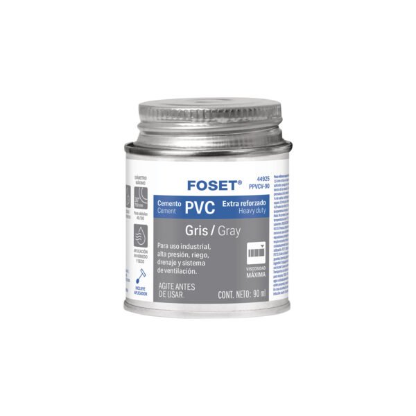 Cemento p/PVC gris máxima viscosidad lata 90ml FOSET 44925