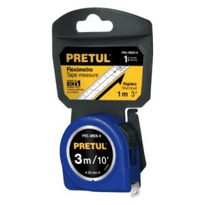 Flexómetro azul 3 m cinta 13 mm en tarjeta PRETUL 21609