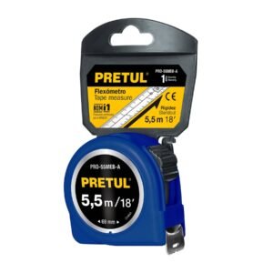 Flexómetro azul 5.5 m cinta 25 mm en tarjeta PRETUL 28023